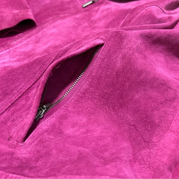 💜Preston & York💜 Fuchsia Genuine Suede Bomber Jacket - Sz XL - Picture 5 of 13